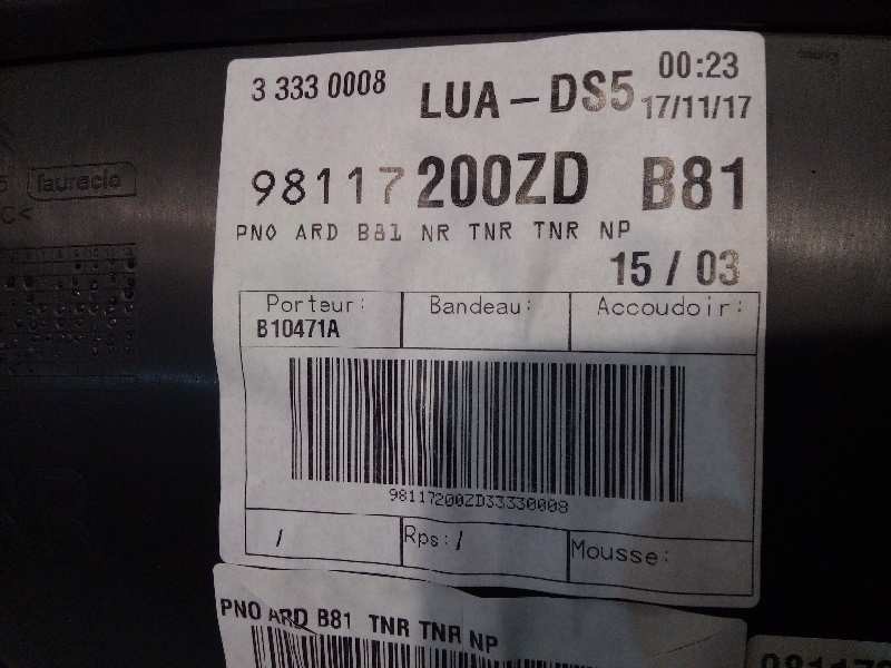 Recambio de guarnecido puerta trasera derecha para ds 5 style referencia OEM IAM 98117200ZD  