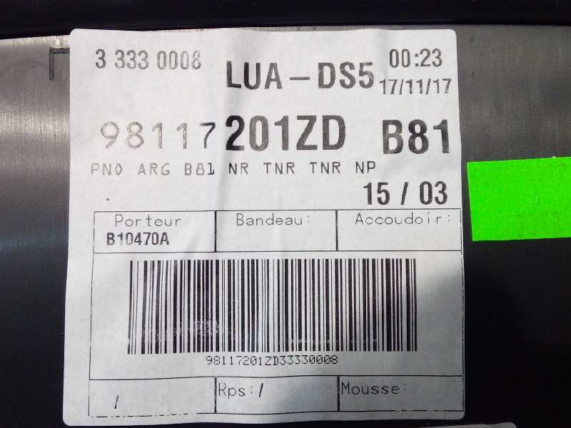 Recambio de guarnecido puerta trasera izquierda para ds 5 style referencia OEM IAM 98117201ZD  