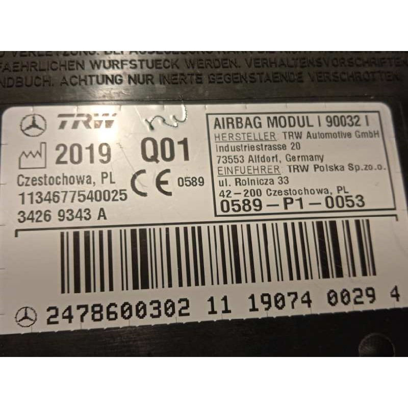 Recambio de airbag lateral derecho para mercedes-benz clase b (w247) b200 referencia OEM IAM 2478600302  A2478600302