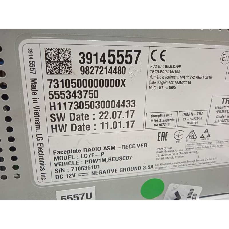 Recambio de pantalla multifuncion para opel grandland x selective referencia OEM IAM 39145557  9827214480