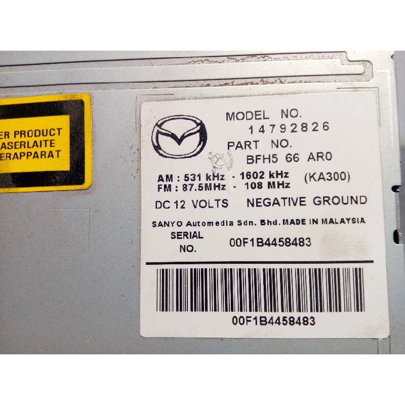 Recambio de sistema audio / radio cd para mazda 3 lim. (bl) active referencia OEM IAM BFH566AR0  