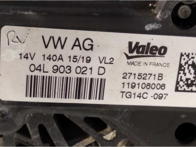 Recambio de alternador para volkswagen t-roc 1.6 tdi referencia OEM IAM 04L903021D 2715271N TG14C097