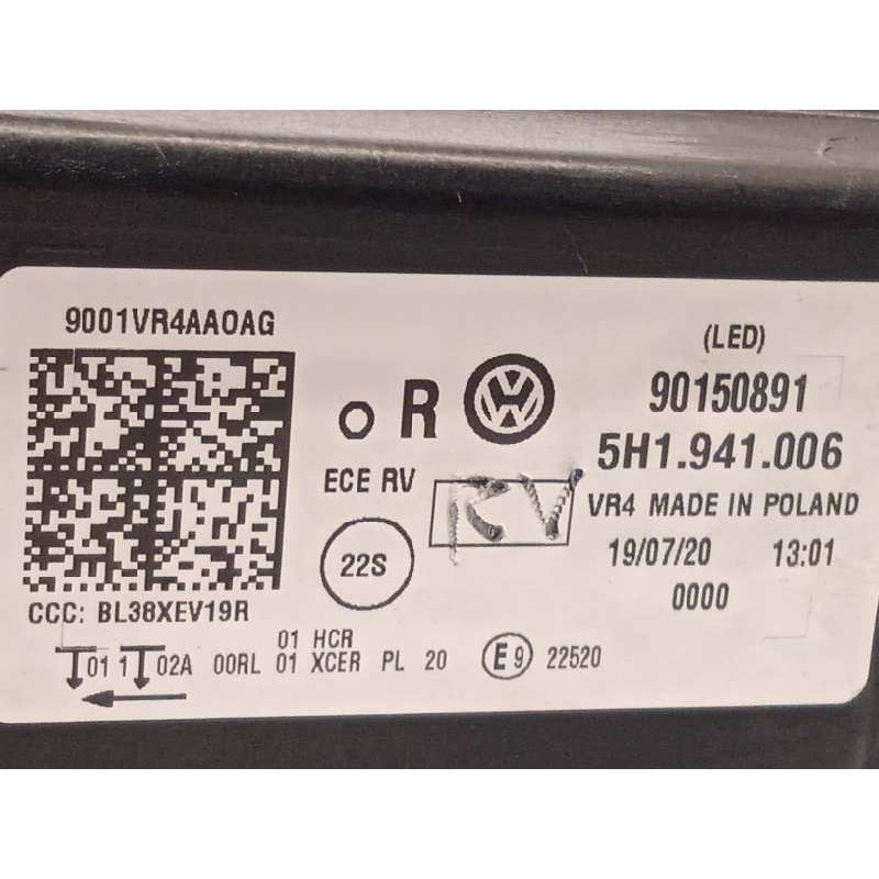 Recambio de faro derecho para volkswagen golf viii lim. (cd1) style referencia OEM IAM 5H1941006  