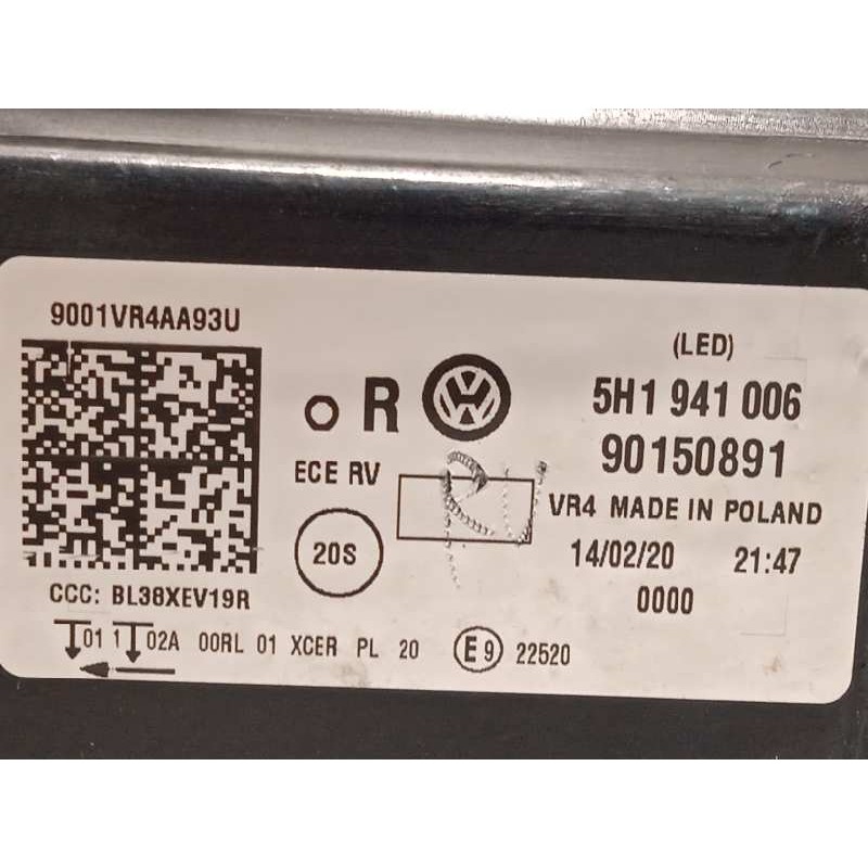 Recambio de faro derecho para volkswagen golf viii lim. (cd1) style referencia OEM IAM 5H1941006  