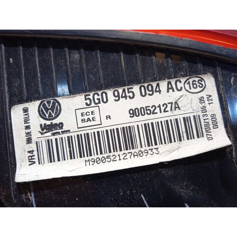 Recambio de piloto trasero derecho interior para volkswagen golf vii lim. edition bluemotion referencia OEM IAM 5G0945094AC  