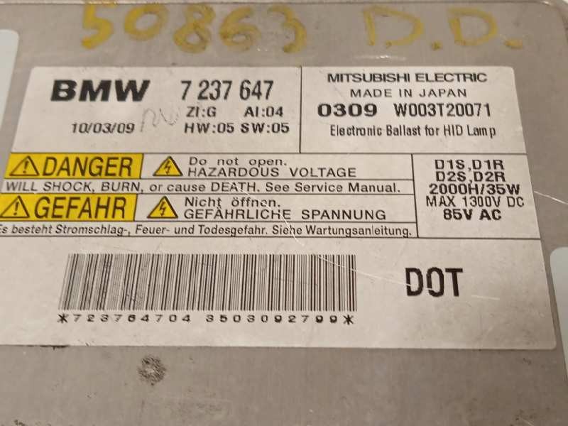 Recambio de centralita faros xenon para bmw serie 5 lim. (f10) 525d referencia OEM IAM 7237647 63117237647 W003T20071