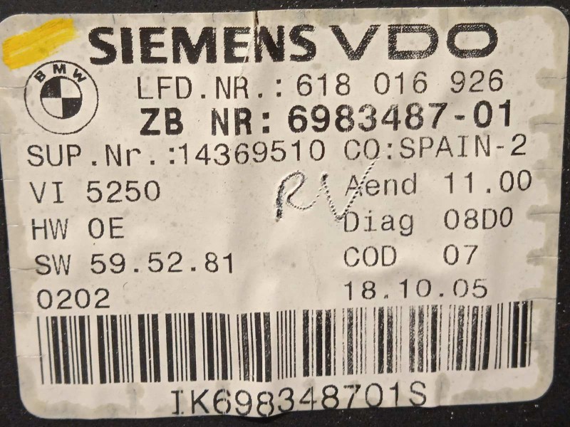 Recambio de cuadro instrumentos para bmw serie 3 berlina (e90) 318d referencia OEM IAM 6983487  62106983487
