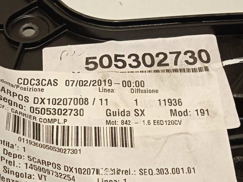 Recambio de elevalunas trasero derecho para alfa romeo giulietta (191) super (2016-) referencia OEM IAM 505302730  