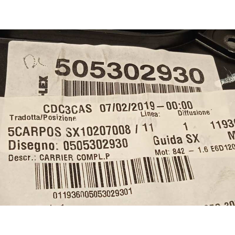 Recambio de elevalunas trasero izquierdo para alfa romeo giulietta (191) super (2016-) referencia OEM IAM 505302930  