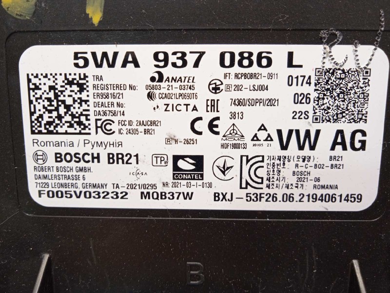 Recambio de centralita confort para seat leon sportstourer (kl8) fr referencia OEM IAM 5WA937086L  