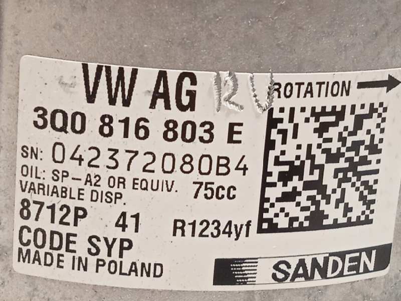 Recambio de compresor aire acondicionado para volkswagen t-cross style referencia OEM IAM 3Q0816803E  8712P