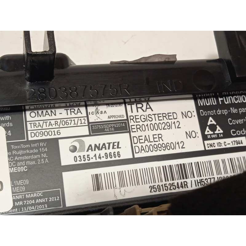 Recambio de pantalla multifuncion para renault captur 1.5 dci diesel fap referencia OEM IAM 259152544R  
