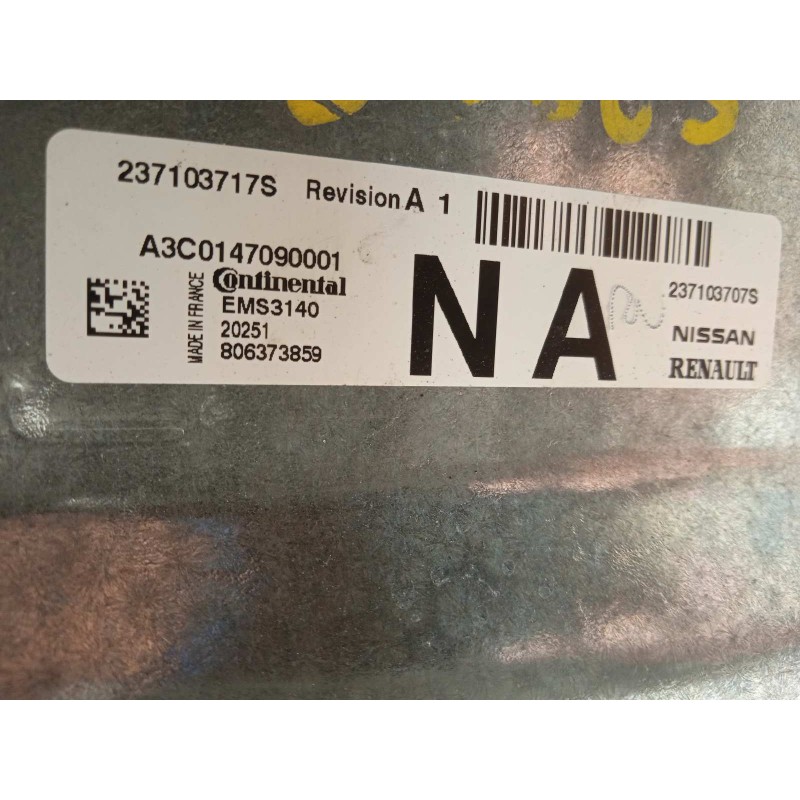 Recambio de centralita motor uce para renault clio v 1.0 tce referencia OEM IAM 237103707S  A3C0147090001