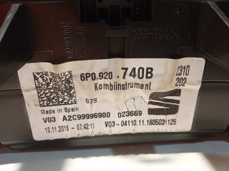 Recambio de cuadro instrumentos para seat ibiza (6p1) style referencia OEM IAM 6P0920740B  