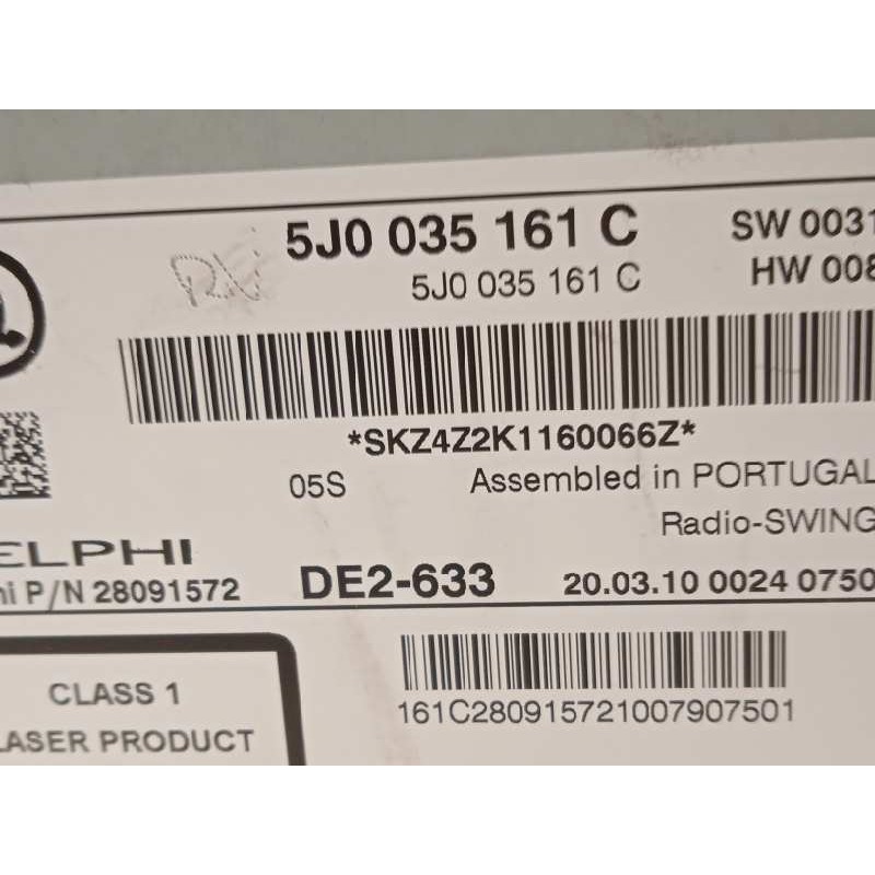Recambio de sistema audio / radio cd para skoda roomster (5j7) family referencia OEM IAM 5J0035161C  