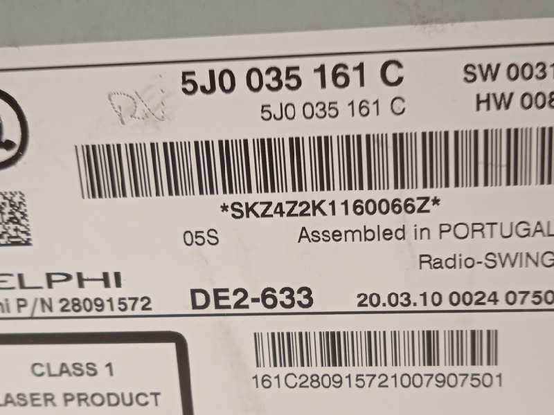 Recambio de sistema audio / radio cd para skoda roomster (5j7) family referencia OEM IAM 5J0035161C  