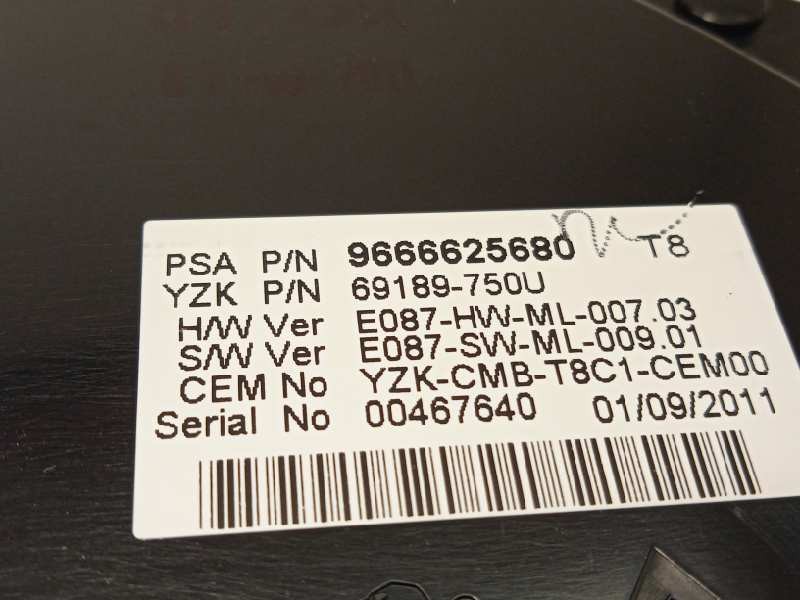 Recambio de cuadro instrumentos para peugeot 5008 1.6 hdi fap referencia OEM IAM 9666625680  9804210980