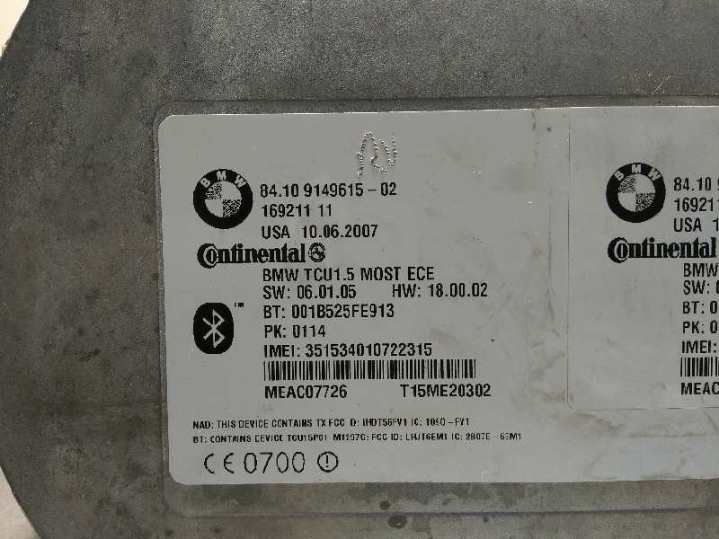 Recambio de centralita unidad control telefono para bmw serie 5 berlina (e60) 525d referencia OEM IAM 84109149615  