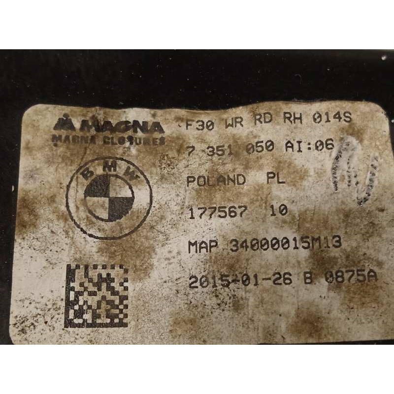 Recambio de elevalunas trasero derecho para bmw serie 3 lim. (f30) 330d xdrive referencia OEM IAM 7351050 5YY0637 M14647PD1