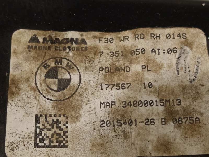 Recambio de elevalunas trasero derecho para bmw serie 3 lim. (f30) 330d xdrive referencia OEM IAM 7351050 5YY0637 M14647PD1