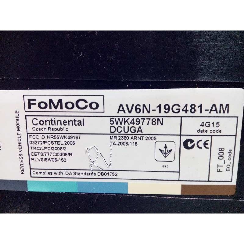 Recambio de centralita cierre para ford c-max titanium referencia OEM IAM AV6N19G481AM 1829420 5WK49778N