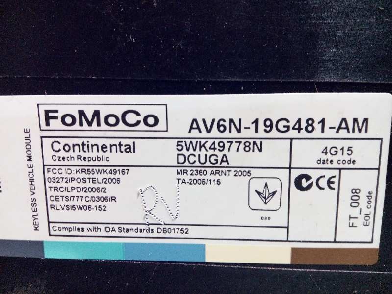 Recambio de centralita cierre para ford c-max titanium referencia OEM IAM AV6N19G481AM 1829420 5WK49778N