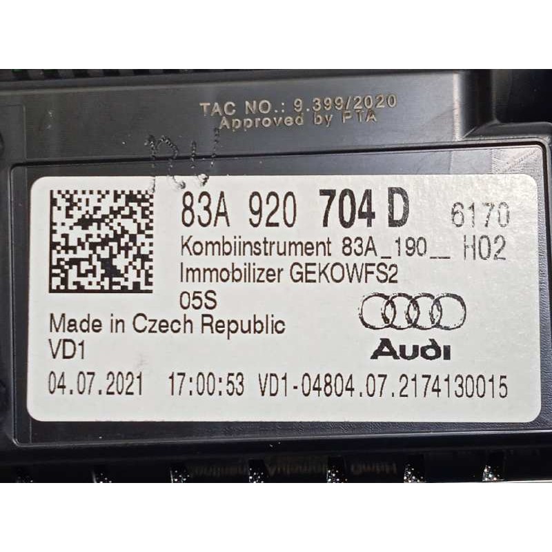 Recambio de cuadro instrumentos para audi q3 (f3b) 1.5 16v tsi act referencia OEM IAM 83A920704D  A3C0780760101