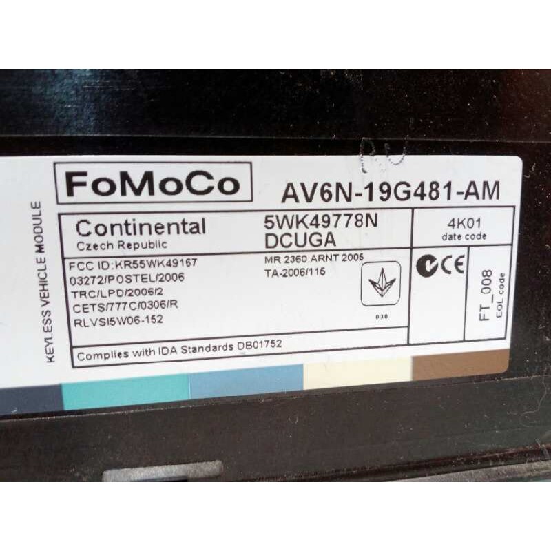 Recambio de centralita cierre para ford kuga (cbs) titanium s referencia OEM IAM AV6N19G481AM 1829420 5WK49778N