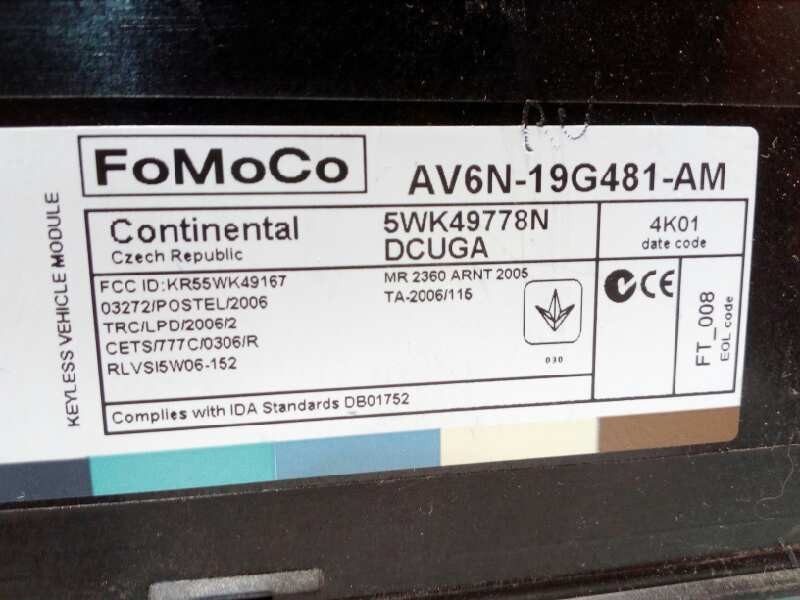 Recambio de centralita cierre para ford kuga (cbs) titanium s referencia OEM IAM AV6N19G481AM 1829420 5WK49778N