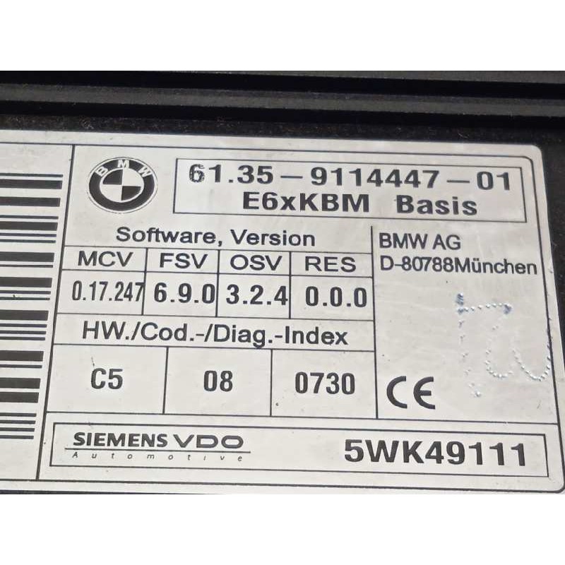 Recambio de centralita confort para bmw serie 5 berlina (e60) 525i referencia OEM IAM 61359114447  5WK49111