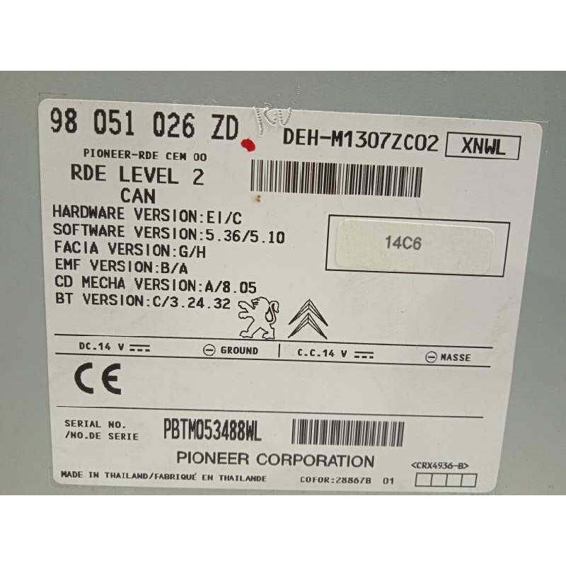 Recambio de sistema audio / radio cd para peugeot 208 access referencia OEM IAM 98051026ZD  16087579ZD