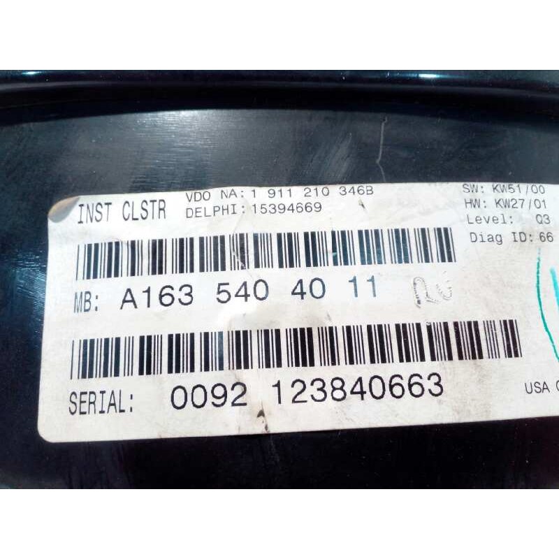 Recambio de cuadro instrumentos para mercedes-benz clase m (w163) 400 cdi (163.128) referencia OEM IAM A1635404011  