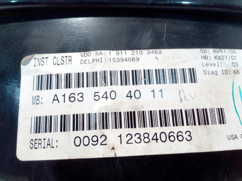 Recambio de cuadro instrumentos para mercedes-benz clase m (w163) 400 cdi (163.128) referencia OEM IAM A1635404011  