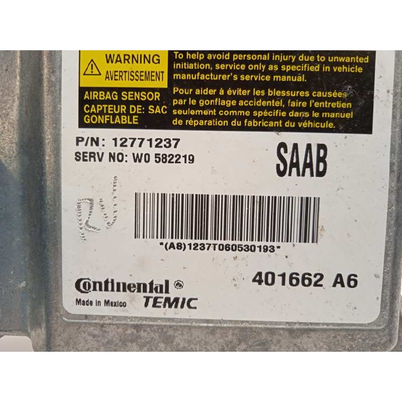 Recambio de centralita airbag para cadillac bls 1.9 d pdf referencia OEM IAM 12771237  401662A6