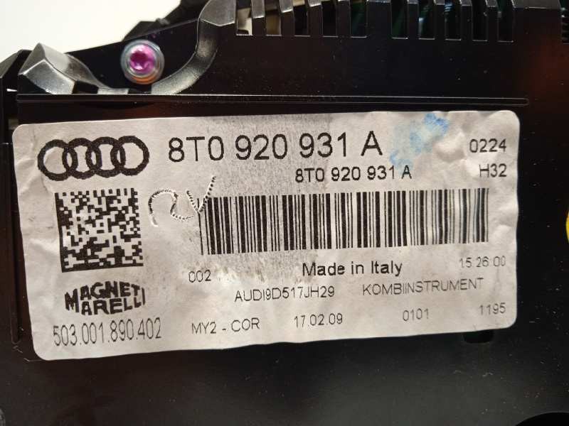 Recambio de cuadro instrumentos para audi a5 coupe (8t) 2.7 tdi referencia OEM IAM 8T0920931A  