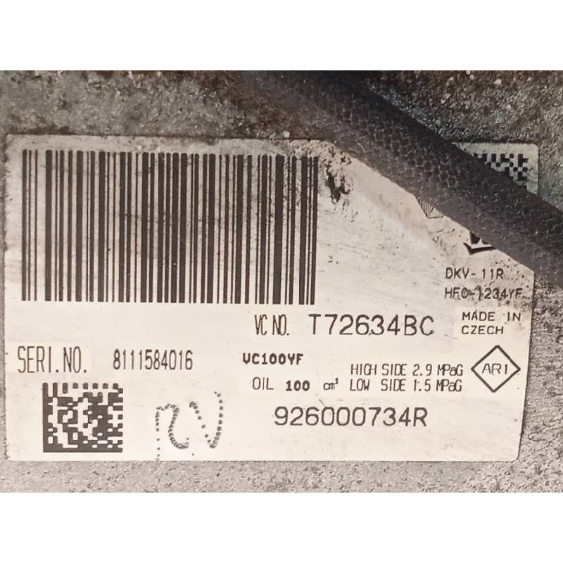 Recambio de compresor aire acondicionado para renault clio iv grandtour dynamique referencia OEM IAM 926000734R  