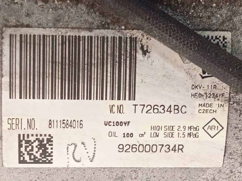 Recambio de compresor aire acondicionado para renault clio iv grandtour dynamique referencia OEM IAM 926000734R  