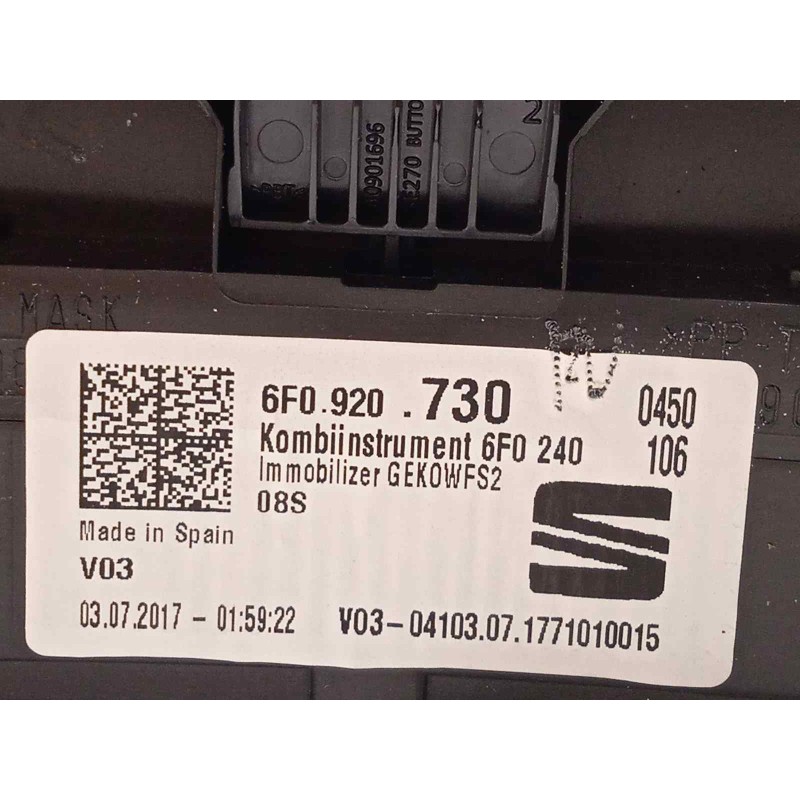 Recambio de cuadro instrumentos para seat ibiza (kj1) reference referencia OEM IAM 6F0920730  
