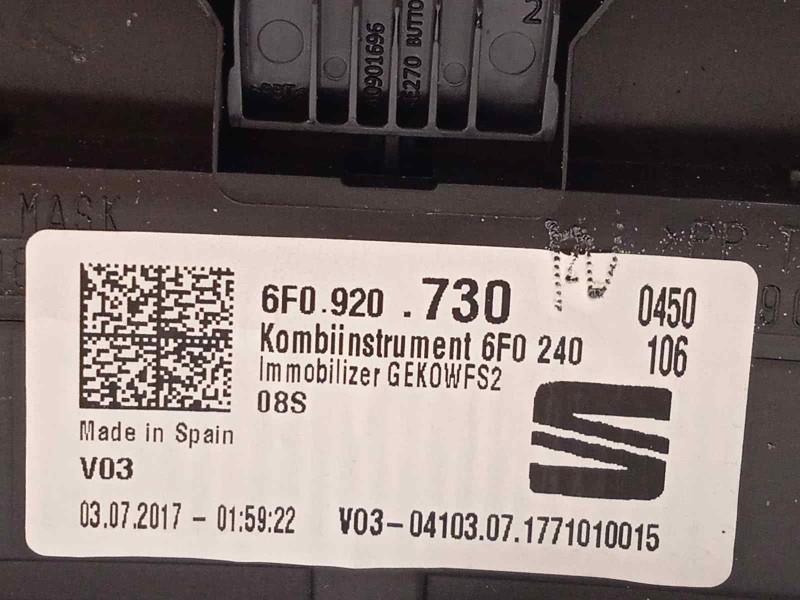 Recambio de cuadro instrumentos para seat ibiza (kj1) reference referencia OEM IAM 6F0920730  