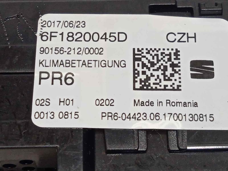 Recambio de mando calefaccion / aire acondicionado para seat ibiza (kj1) reference referencia OEM IAM 6F1820045D  6F1820045DCZH