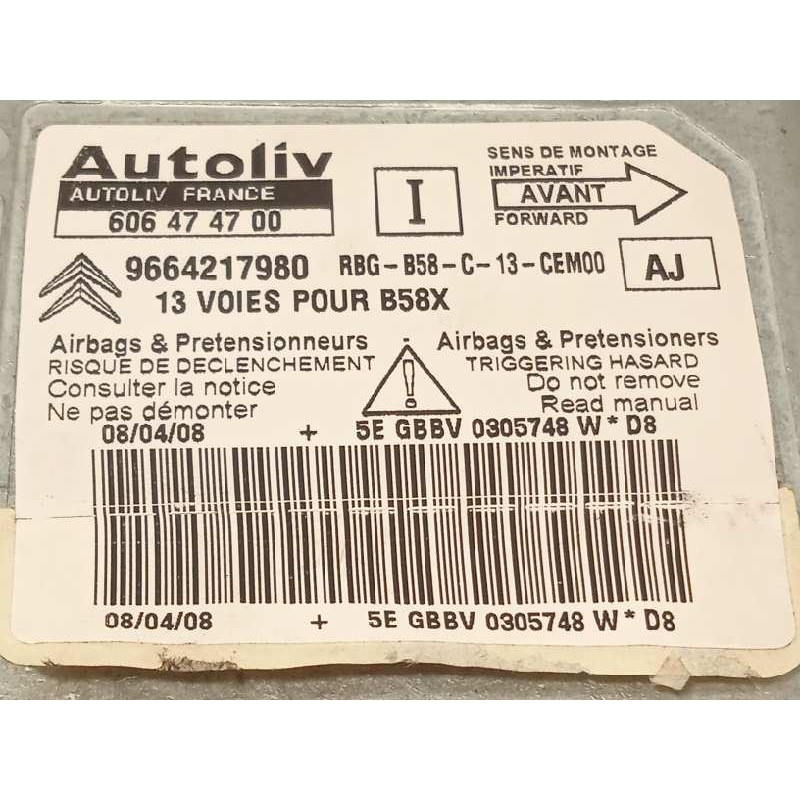 Recambio de centralita airbag para citroën c4 grand picasso 1.6 16v hdi fap referencia OEM IAM 9664217980 606474700 6546A8