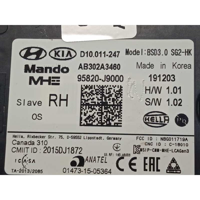 Recambio de modulo electronico para hyundai kona 1.0 tgdi cat referencia OEM IAM 95820J9000  