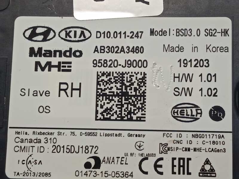Recambio de modulo electronico para hyundai kona 1.0 tgdi cat referencia OEM IAM 95820J9000  