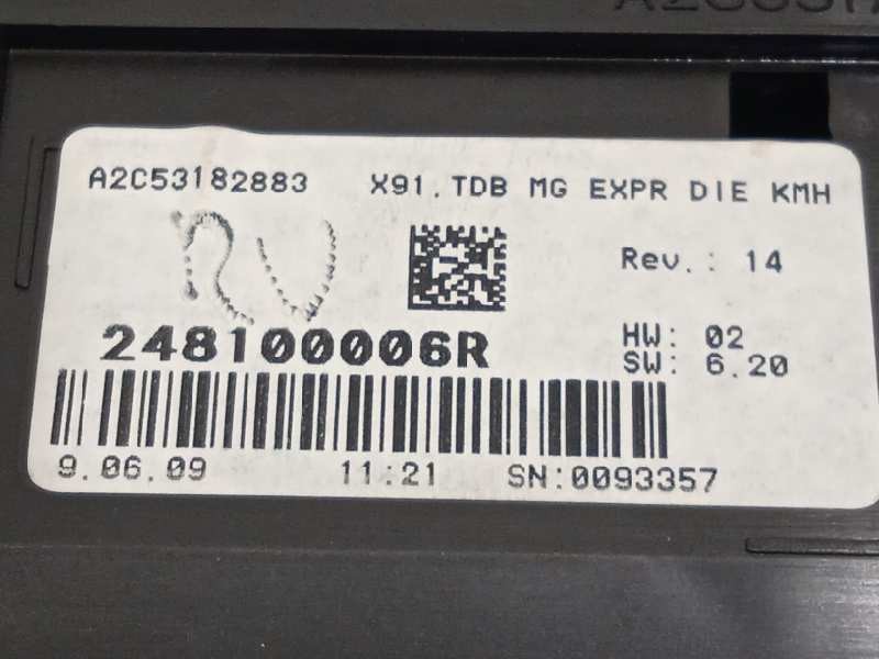 Recambio de cuadro instrumentos para renault laguna grandtour iii authentique referencia OEM IAM 248100006R  
