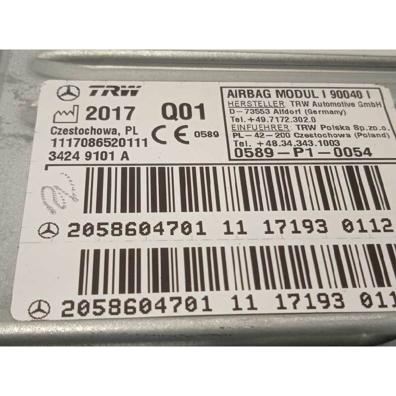 Recambio de airbag lateral trasero izquierdo para mercedes-benz clase c cabrio (bm 205)(6.2016) c 200 (205.442) referencia OEM I