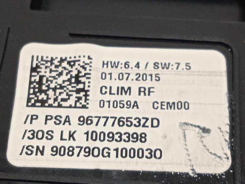 Recambio de mando calefaccion / aire acondicionado para peugeot 308 access referencia OEM IAM 96777653ZD  