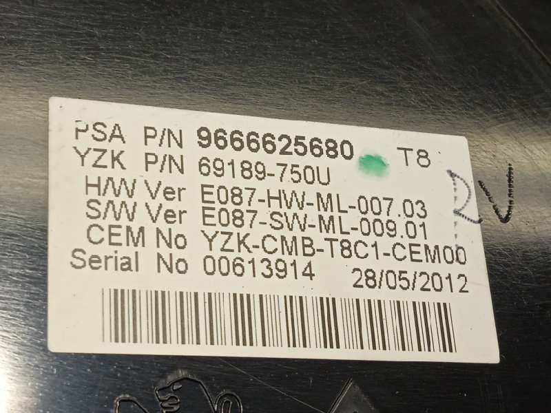 Recambio de cuadro instrumentos para peugeot 5008 access referencia OEM IAM 9666625680  9810462780