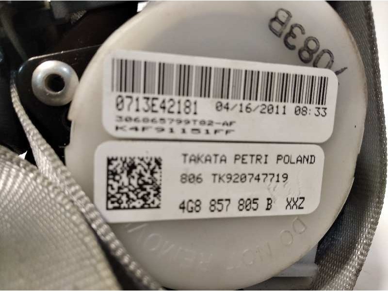 Recambio de cinturon seguridad trasero derecho para audi a6 lim. (4g2) 3.0 tdi referencia OEM IAM 4G8857805B  
