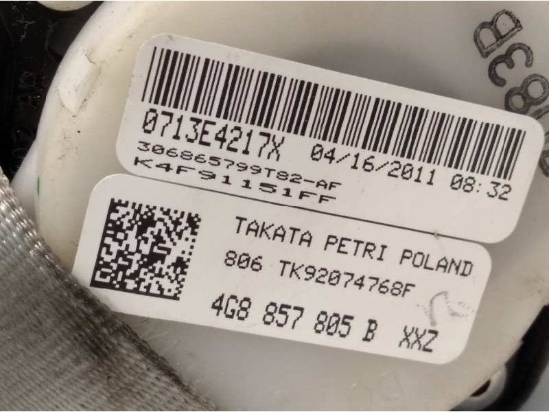 Recambio de cinturon seguridad trasero izquierdo para audi a6 lim. (4g2) 3.0 tdi referencia OEM IAM 4G8857805B  