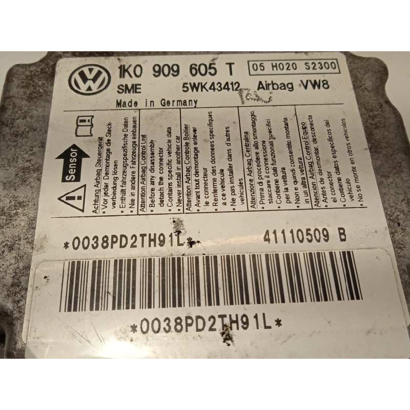 Recambio de centralita airbag para seat altea xl (5p5) 1.6 tdi referencia OEM IAM 1K0909605T 1K0909605T0S3 5WK43412